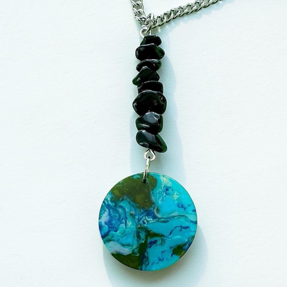 🆕 Gemstone Pendant Necklace-Stainless Steel